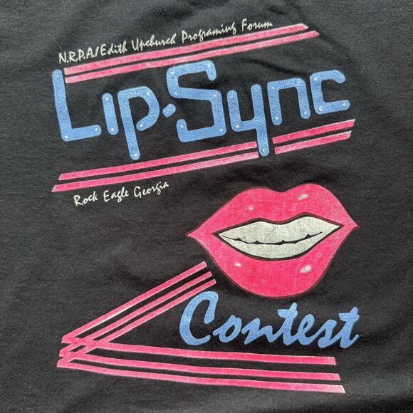 Vintage 80s Lip Sync Contest Single Stitch Graphic T-Shirt - Picture 2 of 7